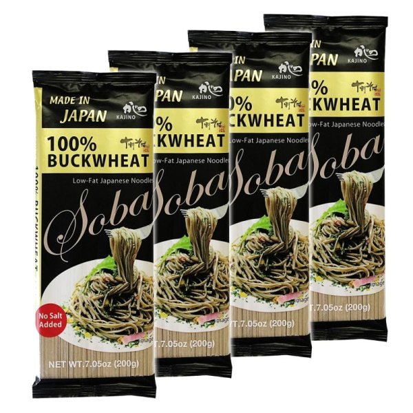 Photo1: 100% Buckwheat Soba Noodles 200g (7.05oz) Gluten-free No Salt Additive-free | Set of 4 Packs (1)